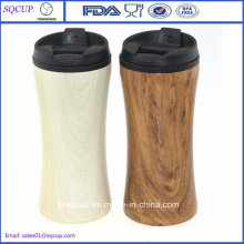 New Design Bamboo Spray Paint 16oz Double Wall Vacuum Stainless Steel Travel Mug Tumbler with Non-Leak Lid